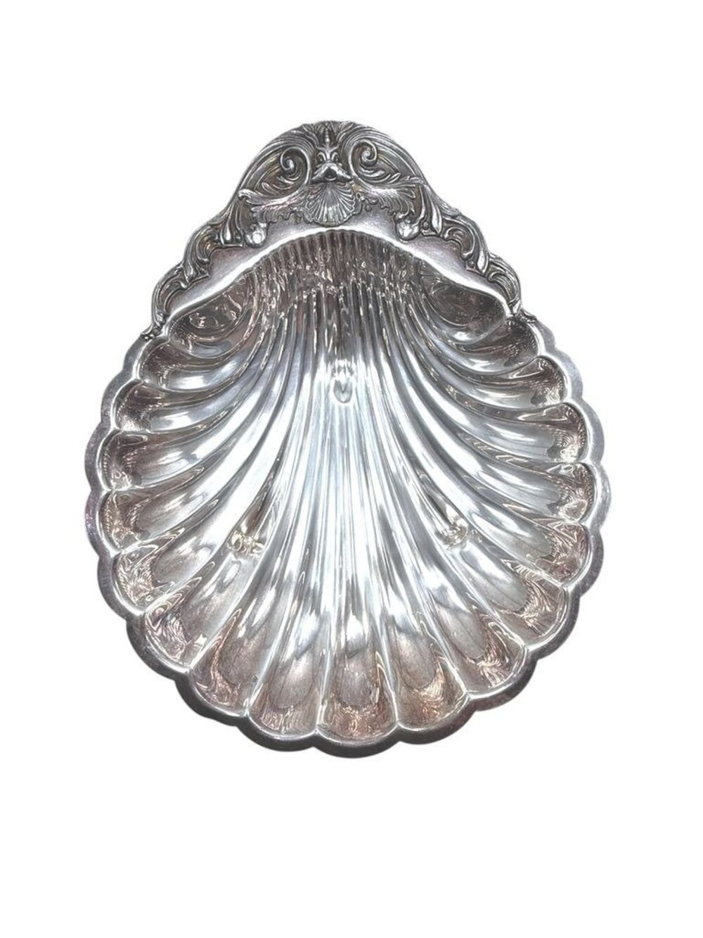 F.B. Rogers Silver Co Silver Plated Clam Shell Bowl With Ornate Details